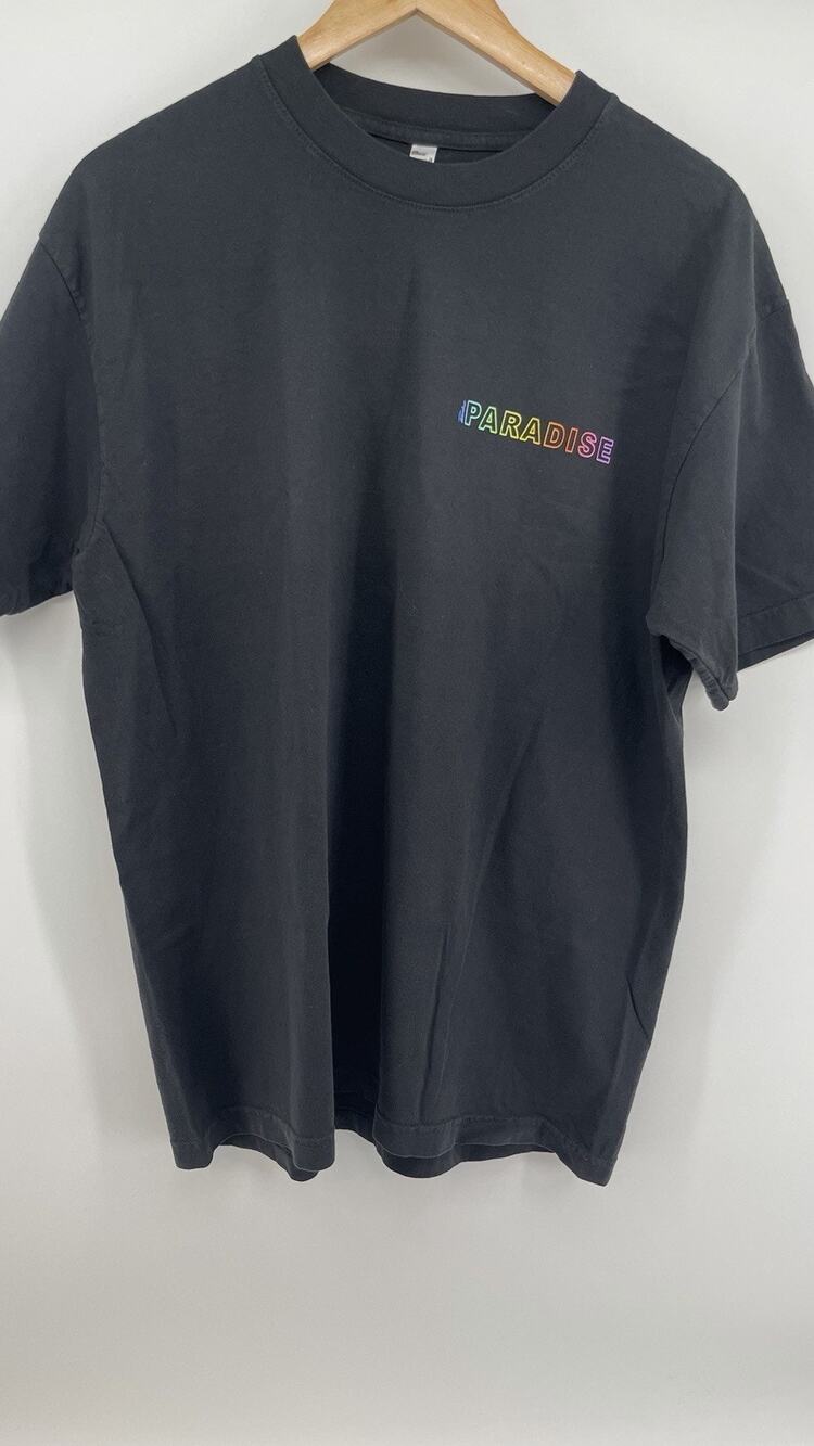 Paradise Los Angeles Apparel Rainbow Logo Heavyweight Black T-Shirt USA Large